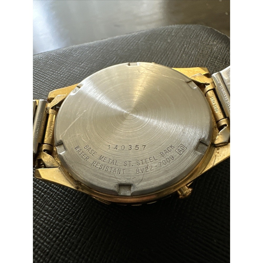 Vintage Seiko Quartz World TimerWatch Gold Plated 8V22-7009Works Country Flags - Picture 5 of 5